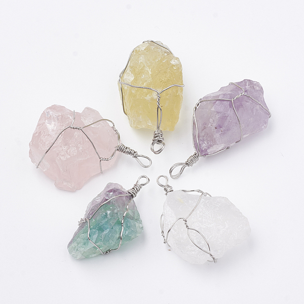 PandaHall Natural Gemstone Pendants, with Brass Findings, Nuggets, Platinum, 45~50x25~40x14~25mm, Hole: 3~5mm Mixed Stone Nuggets
PandaHall Natural Gemstone Pendants, with Brass Findings, Nuggets, Platinum, 45~50x25~40x14~25mm, Hole: 3~5mm Mixed Stone Nuggets