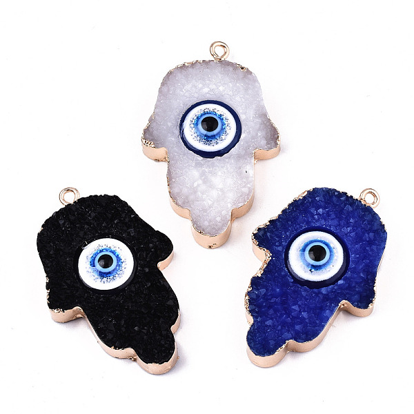 PandaHall Druzy Resin Charms, with Edge Light Gold Plated Iron Loops, Hamsa Hand/Hand of Fatima/Hand of Miriam with Eye, Mixed Color..., Multicolor
PandaHall Druzy Resin Charms, with Edge Light Gold Plated Iron Loops, Hamsa Hand/Hand of Fatima/Hand of Miriam with Eye, Mixed Color..., Multicolor