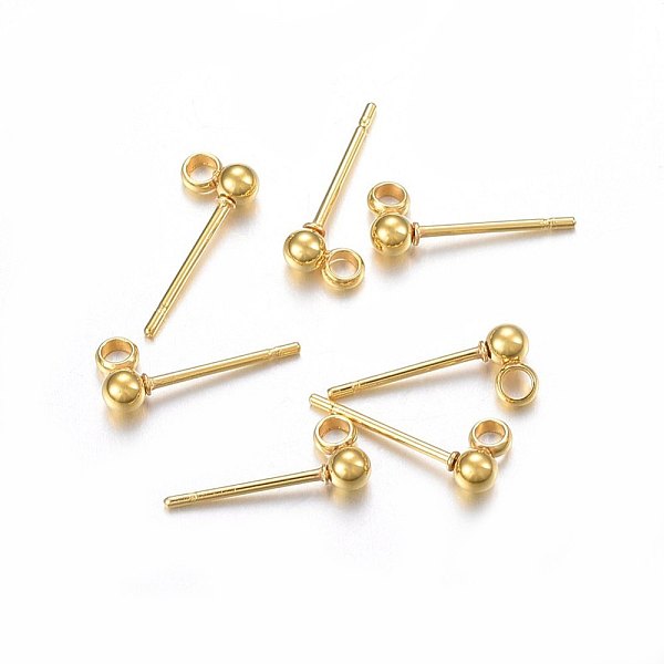 PandaHall 304 Stainless Steel Ball Stud Earring Findings, with Loop, Round, Real 24k Gold Plated, 14x5x3mm, Hole: 1.5mm, Pin: 0.8mm 304...
PandaHall 304 Stainless Steel Ball Stud Earring Findings, with Loop, Round, Real 24k Gold Plated, 14x5x3mm, Hole: 1.5mm, Pin: 0.8mm 304...