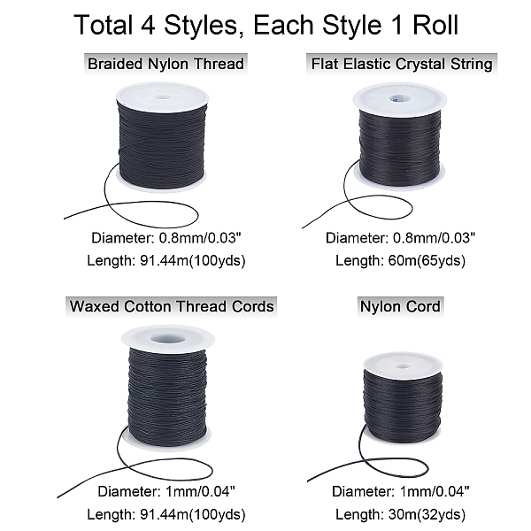 PandaHall Braided Nylon Thread, 4 Styles Beading String, 0.8mm 1mm Black Chinese Knotting Cord Waxed Cotton Thread Kumihimo Macrame Thread...
PandaHall Braided Nylon Thread, 4 Styles Beading String, 0.8mm 1mm Black Chinese Knotting Cord Waxed Cotton Thread Kumihimo Macrame Thread...