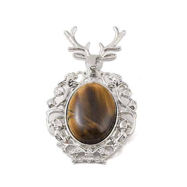 PandaHall Natural Tiger Eye Pendants, with Platinum Tone Alloy Findings, Deer Charms, 56x33x4mm, Hole: 5x8mm Tiger Eye Deer
PandaHall Natural Tiger Eye Pendants, with Platinum Tone Alloy Findings, Deer Charms, 56x33x4mm, Hole: 5x8mm Tiger Eye Deer