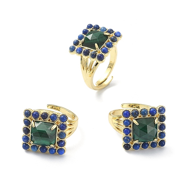 PandaHall Natural Malachite & Lapis Lazuli Adjustable Ring, Real 18K Gold Plated Brass Wide Ring for Women, Inner Diameter: 17mm Malachite
PandaHall Natural Malachite & Lapis Lazuli Adjustable Ring, Real 18K Gold Plated Brass Wide Ring for Women, Inner Diameter: 17mm Malachite