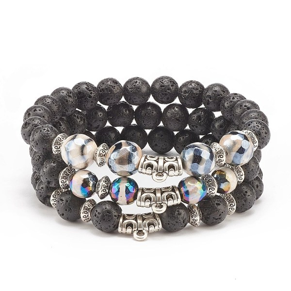 PandaHall 3Pcs 3 Style Natural Lava Rock & Tibetan Agate Stretch Bracelet with Alloy Tube Beaded, Essential Oil Gemstone Jewelry for Women...
PandaHall 3Pcs 3 Style Natural Lava Rock & Tibetan Agate Stretch Bracelet with Alloy Tube Beaded, Essential Oil Gemstone Jewelry for Women...