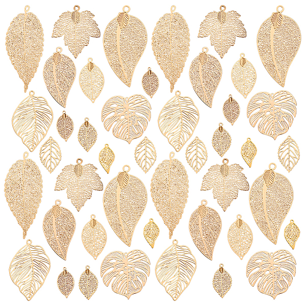 PandaHall 44Pcs 11 Style Brass Big Pendants, Etched Metal Embellishments, Leaf, Light Gold, 19~55.5x10~32x0.3~0.4mm, Hole: 1~2.5mm...
PandaHall 44Pcs 11 Style Brass Big Pendants, Etched Metal Embellishments, Leaf, Light Gold, 19~55.5x10~32x0.3~0.4mm, Hole: 1~2.5mm...