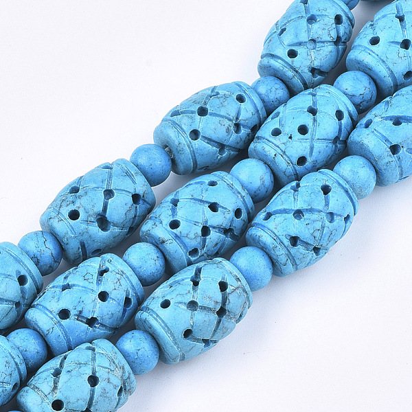 PandaHall Dyed Synthetical Turquoise Barrel Bead Strands, Deep Sky Blue, 12x19mm, Hole: 2.5mm, about 15pcs/strand, 15.7 inch(40cm) Synthetic...
PandaHall Dyed Synthetical Turquoise Barrel Bead Strands, Deep Sky Blue, 12x19mm, Hole: 2.5mm, about 15pcs/strand, 15.7 inch(40cm) Synthetic...