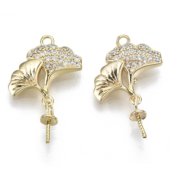 PandaHall Brass Micro Pave Cubic Clear Zirconia Peg Bails Pendants, For Half Drilled Beads, Nickel Free, Leaf, Real 18K Gold Plated, 20mm...
PandaHall Brass Micro Pave Cubic Clear Zirconia Peg Bails Pendants, For Half Drilled Beads, Nickel Free, Leaf, Real 18K Gold Plated, 20mm...