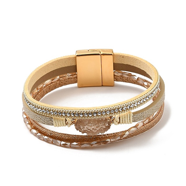PandaHall Vintage Leather Bracelet with European and American White Crystal Inlaid Diamonds - Magnetic Buckle., 0.1cm Leather
PandaHall Vintage Leather Bracelet with European and American White Crystal Inlaid Diamonds - Magnetic Buckle., 0.1cm Leather