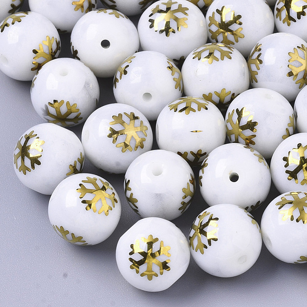 PandaHall Christmas Opaque Glass Beads, Round with Electroplate Snowflake Pattern, Golden Plated, 10mm, Hole: 1.2mm Glass Snowflake White
PandaHall Christmas Opaque Glass Beads, Round with Electroplate Snowflake Pattern, Golden Plated, 10mm, Hole: 1.2mm Glass Snowflake White