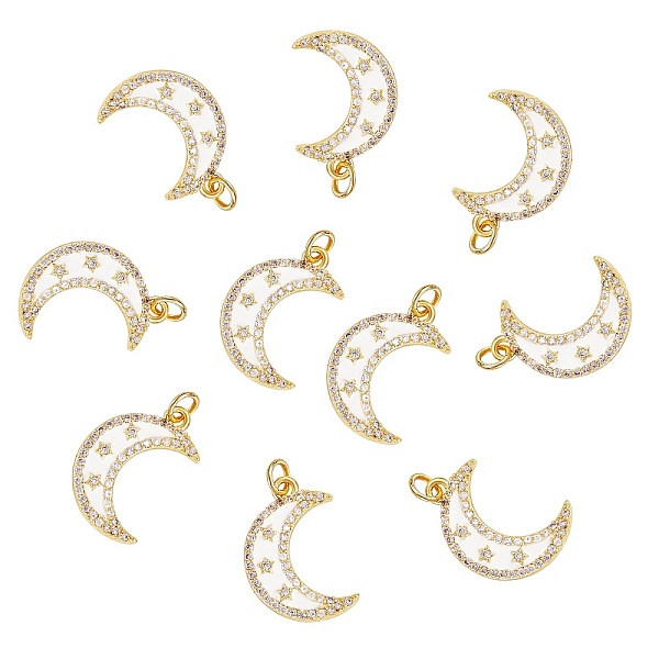 PandaHall 10Pcs Brass Micro Pave Clear Cubic Zirconia Pendants, with Enamel and Brass Jump Rings, Golden, Moon, Creamy White, 21x14x3mm...
PandaHall 10Pcs Brass Micro Pave Clear Cubic Zirconia Pendants, with Enamel and Brass Jump Rings, Golden, Moon, Creamy White, 21x14x3mm...