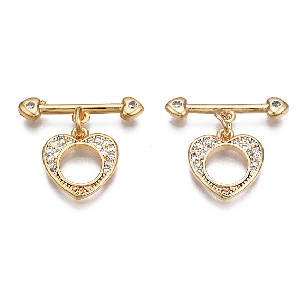 PandaHall Brass Micro Pave Clear Cubic Zirconia Toggle Clasps, Nickel Free, Heart, Real 18K Gold Plated, Heart: 12.5x12x2mm, Bar: 20x5x2.5mm...
PandaHall Brass Micro Pave Clear Cubic Zirconia Toggle Clasps, Nickel Free, Heart, Real 18K Gold Plated, Heart: 12.5x12x2mm, Bar: 20x5x2.5mm...