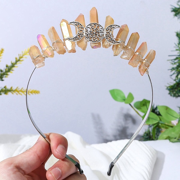 PandaHall Raw Natural Quartz Hair Bands, Triple Moon Metal Hair Bands, for Women Girls, Pearl Pink, 180x125x20mm Quartz Moon
PandaHall Raw Natural Quartz Hair Bands, Triple Moon Metal Hair Bands, for Women Girls, Pearl Pink, 180x125x20mm Quartz Moon