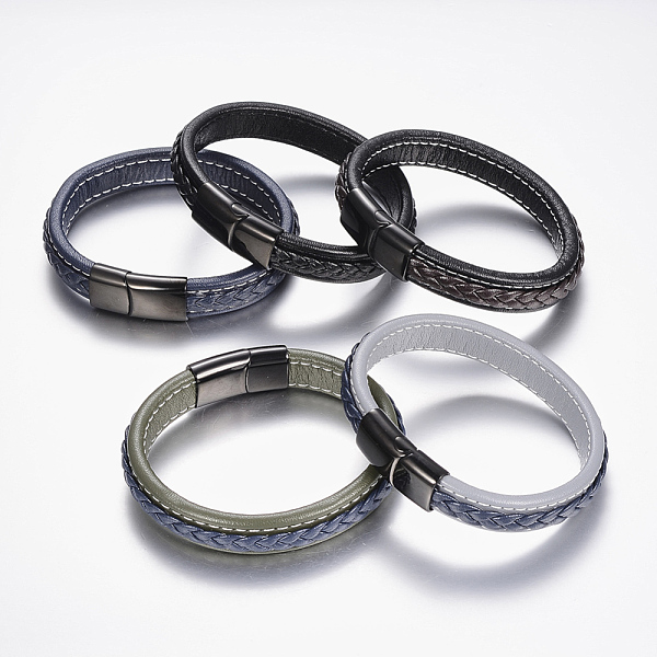 PandaHall Braided Leather Cord Bracelets, with 304 Stainless Steel Magnetic Clasps, Mixed Color, 8-5/8 inch(220mm), 29x14x8mm Leather..., Multicolor
PandaHall Braided Leather Cord Bracelets, with 304 Stainless Steel Magnetic Clasps, Mixed Color, 8-5/8 inch(220mm), 29x14x8mm Leather..., Multicolor