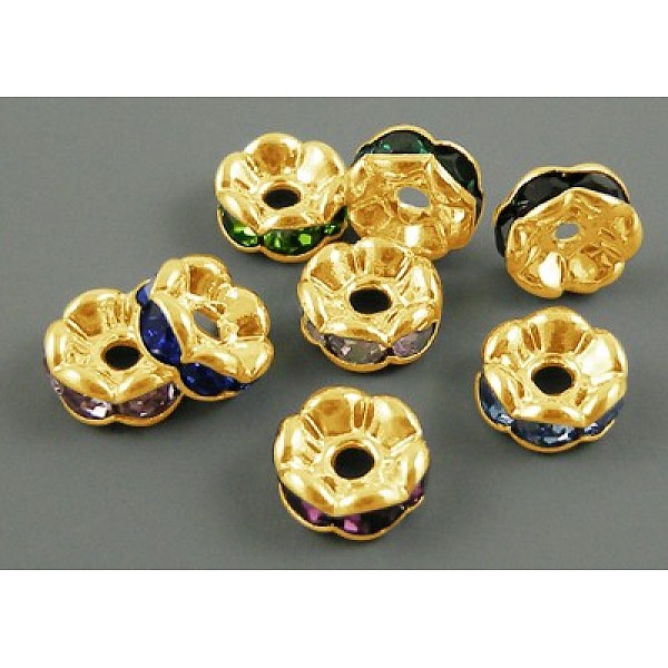 PandaHall Brass Rhinestone Spacer Beads, Grade A, Wavy Edge, Golden Metal Color, Rondelle, Mixed Color, 6x3mm, Hole: 1mm Brass+Rhinestone..., Multicolor
PandaHall Brass Rhinestone Spacer Beads, Grade A, Wavy Edge, Golden Metal Color, Rondelle, Mixed Color, 6x3mm, Hole: 1mm Brass+Rhinestone..., Multicolor