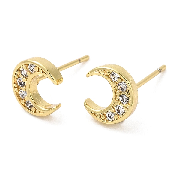PandaHall Rack Plating Brass Crescent Moon Stud Earrings with Cubic Zirconia, Lead Free & Cadmium Free, Real 18K Gold Plated, 8x7.5mm...
PandaHall Rack Plating Brass Crescent Moon Stud Earrings with Cubic Zirconia, Lead Free & Cadmium Free, Real 18K Gold Plated, 8x7.5mm...