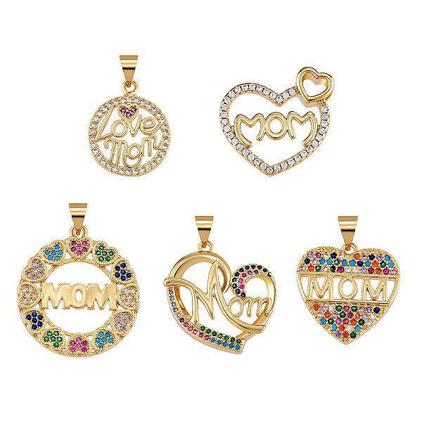 PandaHall 5Pcs 5 Style Brass Micro Pave Cubic Zirconia Pendants, Ring & Heart & Flat Round with Word Love Mom, Golden..., Clear
PandaHall 5Pcs 5 Style Brass Micro Pave Cubic Zirconia Pendants, Ring & Heart & Flat Round with Word Love Mom, Golden..., Clear