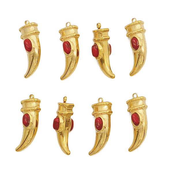 PandaHall 201 Stainless Steel Pendants, with Synthetic Turquoise, Tusk Shape, Golden, 23x12x9mm, Hole: 1.5mm 201 Stainless Steel Others
PandaHall 201 Stainless Steel Pendants, with Synthetic Turquoise, Tusk Shape, Golden, 23x12x9mm, Hole: 1.5mm 201 Stainless Steel Others