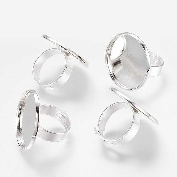 PandaHall Adjustable Brass Finger Ring Components, Cadmium Free & Nickel Free & Lead Free, Silver Color Plated, Tray: 25mm, 17mm inner...
PandaHall Adjustable Brass Finger Ring Components, Cadmium Free & Nickel Free & Lead Free, Silver Color Plated, Tray: 25mm, 17mm inner...
