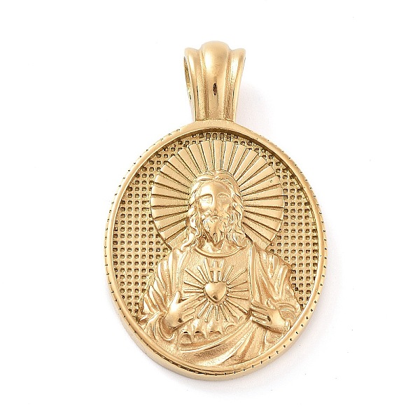 PandaHall 304 Stainless Steel Pendants, Oval with Saint Charm, Golden, 42x26x4.7mm, Hole: 5x5.2mm 304 Stainless Steel Oval
PandaHall 304 Stainless Steel Pendants, Oval with Saint Charm, Golden, 42x26x4.7mm, Hole: 5x5.2mm 304 Stainless Steel Oval