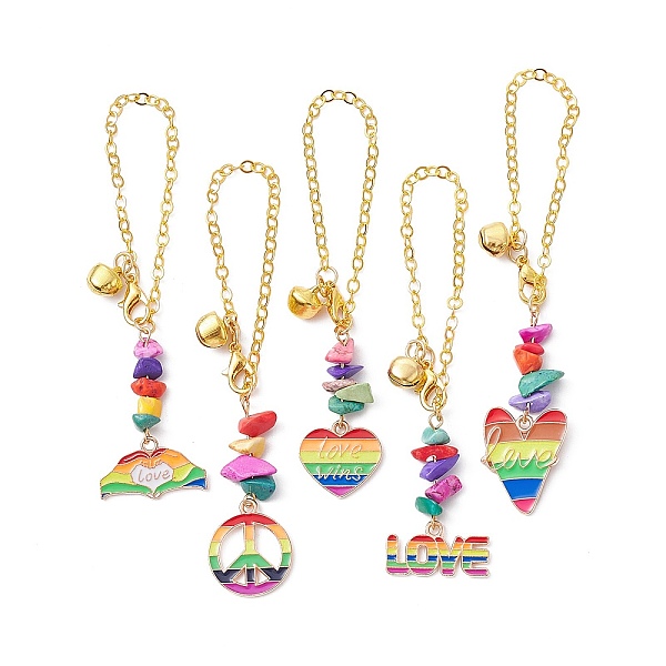 PandaHall Alloy Enamel Pendant Decorations, with Synthetic Turquoise Beads and Brass Flat Oval Cable Chains, Rainbow Color Pride, Mixed...
PandaHall Alloy Enamel Pendant Decorations, with Synthetic Turquoise Beads and Brass Flat Oval Cable Chains, Rainbow Color Pride, Mixed...