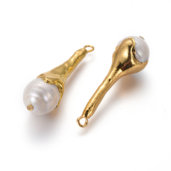 PandaHall Natural Cultured Freshwater Pearl Pendants, with Brass Findings, teardrop, Golden, 43~44x12~12.5mm, Hole: 1.8mm Pearl Teardrop
PandaHall Natural Cultured Freshwater Pearl Pendants, with Brass Findings, teardrop, Golden, 43~44x12~12.5mm, Hole: 1.8mm Pearl Teardrop