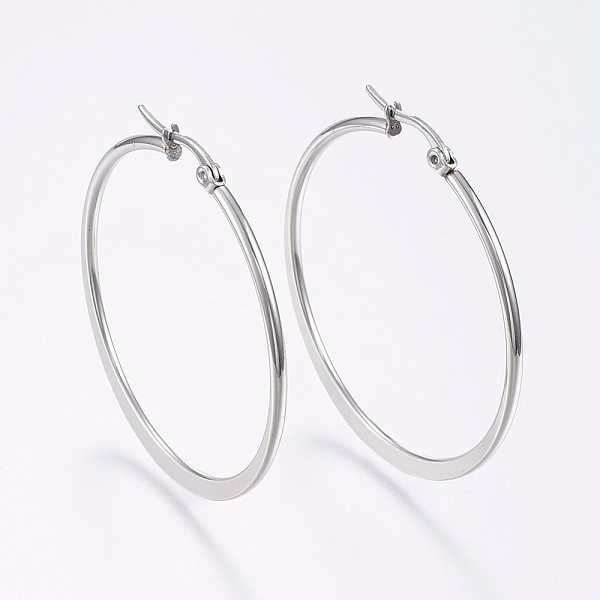 PandaHall 304 Stainless Steel Big Hoop Earrings, Stainless Steel Color, 12 Gauge, 44~46x2mm, pin: 0.7x1mm 304 Stainless Steel Ring
PandaHall 304 Stainless Steel Big Hoop Earrings, Stainless Steel Color, 12 Gauge, 44~46x2mm, pin: 0.7x1mm 304 Stainless Steel Ring