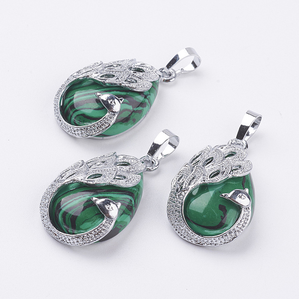 PandaHall Synthetic Malachite Pendants, with Brass Finding, Teardrop with Peacock, Platinum, 33x20x10.5mm, Hole: 5x6.5mm Malachite Teardrop
PandaHall Synthetic Malachite Pendants, with Brass Finding, Teardrop with Peacock, Platinum, 33x20x10.5mm, Hole: 5x6.5mm Malachite Teardrop