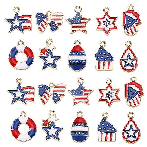 PandaHall 50Pcs 10 Styles Alloy Enamel Pendants, Independence Day Theme, Light Gold, Lifebuoy & Star & Bowknot, Mixed Color..., Multicolor
PandaHall 50Pcs 10 Styles Alloy Enamel Pendants, Independence Day Theme, Light Gold, Lifebuoy & Star & Bowknot, Mixed Color..., Multicolor