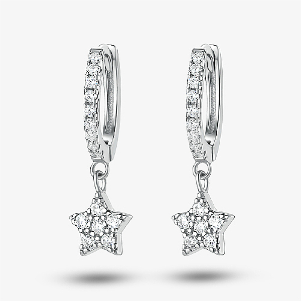 PandaHall Rhodium Plated 925 Sterling Silver Micro Pave Cubic Zirconia Dangle Hoop Earrings for Women, Star, Platinum, 16x6mm Cubic Zirconia..., Clear
PandaHall Rhodium Plated 925 Sterling Silver Micro Pave Cubic Zirconia Dangle Hoop Earrings for Women, Star, Platinum, 16x6mm Cubic Zirconia..., Clear