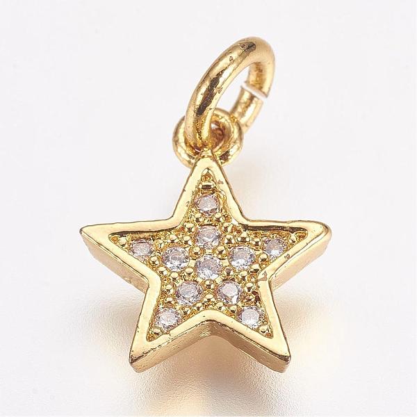 PandaHall Brass Micro Pave Cubic Zirconia Charms, Star, Golden, 11.5x10x2mm, Hole: 3mm Brass+Cubic Zirconia Star
PandaHall Brass Micro Pave Cubic Zirconia Charms, Star, Golden, 11.5x10x2mm, Hole: 3mm Brass+Cubic Zirconia Star