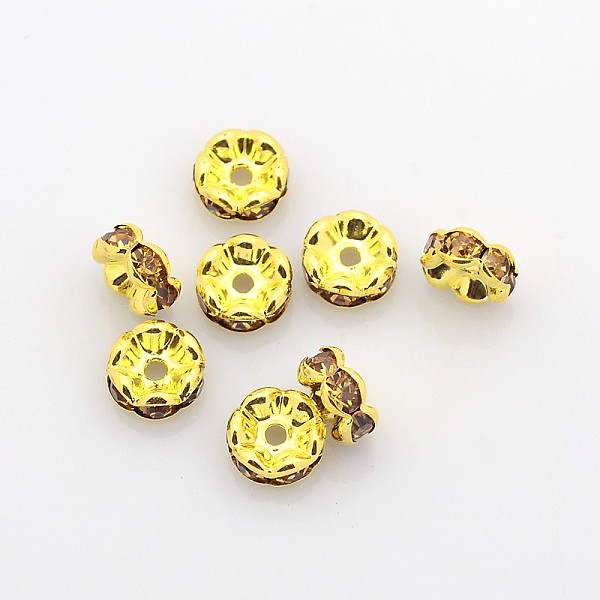 PandaHall Brass Rhinestone Spacer Beads, Grade A, Rondelle, Golden and Nickel Free, Goldenrod, about 8mm in diameter, 3.8mm thick, hole..., Gold
PandaHall Brass Rhinestone Spacer Beads, Grade A, Rondelle, Golden and Nickel Free, Goldenrod, about 8mm in diameter, 3.8mm thick, hole..., Gold