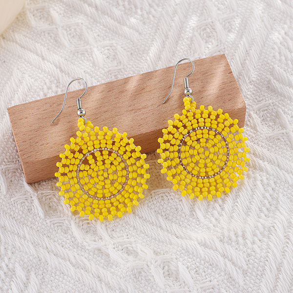PandaHall Glass Seed Braided Dangle Earrings for Women, Bohemian Style, Flat Round, Yellow, 53x35mm Glass Yellow
PandaHall Glass Seed Braided Dangle Earrings for Women, Bohemian Style, Flat Round, Yellow, 53x35mm Glass Yellow