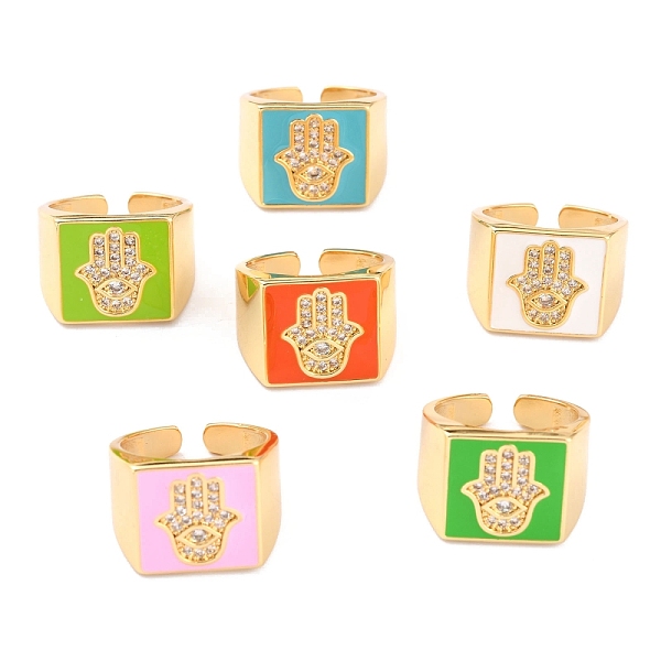 PandaHall Brass Micro Pave Clear Cubic Zirconia Cuff Rings, Open Rings, with Enamel, Square with Hamsa Hand, Real 18K Gold Plated, Mixed..., Multicolor
PandaHall Brass Micro Pave Clear Cubic Zirconia Cuff Rings, Open Rings, with Enamel, Square with Hamsa Hand, Real 18K Gold Plated, Mixed..., Multicolor