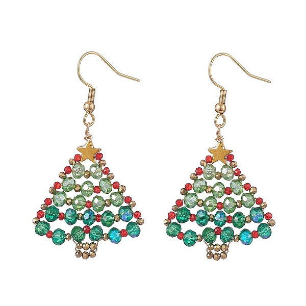 PandaHall Glass Christmas Tree Dangle Earrings, Golden Brass Wire Wrap Jewelry for Women, Colorful, 52mm, Pin: 0.7mm Glass
PandaHall Glass Christmas Tree Dangle Earrings, Golden Brass Wire Wrap Jewelry for Women, Colorful, 52mm, Pin: 0.7mm Glass