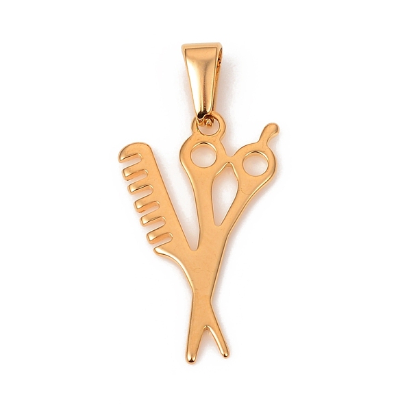 PandaHall 304 Stainless Steel Pendants, Comb and Scissors, Golden, 27x16.5x1.5mm, Hole: 3.5x6.5mm 304 Stainless Steel
PandaHall 304 Stainless Steel Pendants, Comb and Scissors, Golden, 27x16.5x1.5mm, Hole: 3.5x6.5mm 304 Stainless Steel