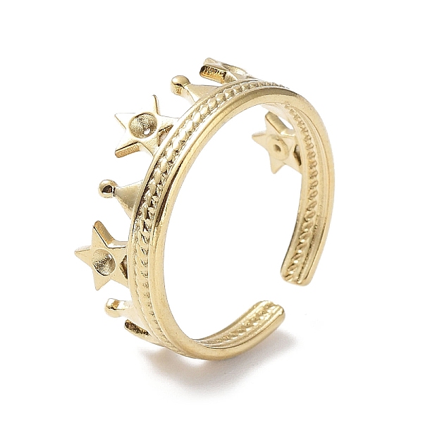 PandaHall 304 Stainless Steel Star Crown Cuff Ring Findings, Ring Settings for Rhinestone, Real 18K Gold Plated, Inner Diameter: 18mm, Fit...
PandaHall 304 Stainless Steel Star Crown Cuff Ring Findings, Ring Settings for Rhinestone, Real 18K Gold Plated, Inner Diameter: 18mm, Fit...