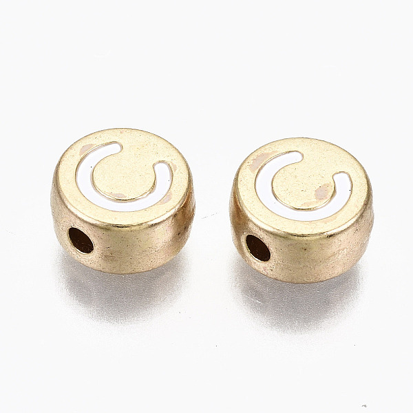 PandaHall Alloy Enamel Beads, Cadmium Free & Lead Free, Flat Round with Initial Letters, Light Gold, White, Letter.C, 8x4mm, Hole: 1.5mm...
PandaHall Alloy Enamel Beads, Cadmium Free & Lead Free, Flat Round with Initial Letters, Light Gold, White, Letter.C, 8x4mm, Hole: 1.5mm...