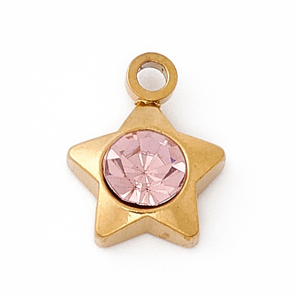 PandaHall 304 Stainless Steel Pendants, with Rhinestone, Star, Golden, Silk, 9.5x7.5x3mm, Hole: 1.4mm Stainless Steel+Rhinestone Star Pink
PandaHall 304 Stainless Steel Pendants, with Rhinestone, Star, Golden, Silk, 9.5x7.5x3mm, Hole: 1.4mm Stainless Steel+Rhinestone Star Pink