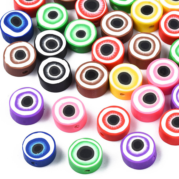 PandaHall Handmade Polymer Clay Beads, Flat Round with Evil Eye, Mixed Color, 9~10x4~4.5mm, Hole: 1.6mm Polymer Clay Evil Eye Multicolor
PandaHall Handmade Polymer Clay Beads, Flat Round with Evil Eye, Mixed Color, 9~10x4~4.5mm, Hole: 1.6mm Polymer Clay Evil Eye Multicolor