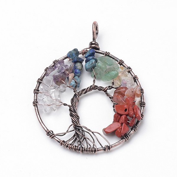 PandaHall Natural Gemstone Big Pendants, with Iron Findings, Tree of Life, Red Copper, 64x50~51x5mm, Hole: 4x5mm Mixed Stone Tree
PandaHall Natural Gemstone Big Pendants, with Iron Findings, Tree of Life, Red Copper, 64x50~51x5mm, Hole: 4x5mm Mixed Stone Tree
