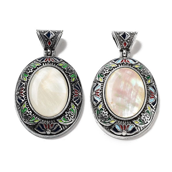 PandaHall Natural White Shell Pendants, with Antique Silver Tone Alloy Findings and Enamel, Oval, 45x32x9mm, Hole: 6.3x5mm White Shell Oval
PandaHall Natural White Shell Pendants, with Antique Silver Tone Alloy Findings and Enamel, Oval, 45x32x9mm, Hole: 6.3x5mm White Shell Oval