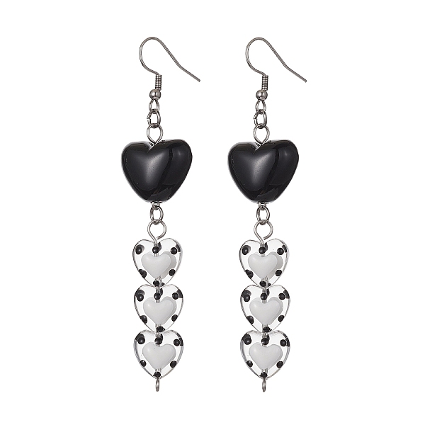 PandaHall Acrylic & Glass Heart with Enamel Dangle Earrings, 304 Stainless Steel Long Drop Earrings, Black, 87x18.5mm Acrylic Heart Black
PandaHall Acrylic & Glass Heart with Enamel Dangle Earrings, 304 Stainless Steel Long Drop Earrings, Black, 87x18.5mm Acrylic Heart Black