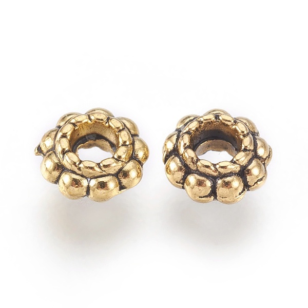 PandaHall Tibetan Style Alloy Spacer Beads, Lead Free & Cadmium Free & Nickel Free, Flower, Antique Golden, 6x3mm, Hole: 2.5mm Alloy Flower
PandaHall Tibetan Style Alloy Spacer Beads, Lead Free & Cadmium Free & Nickel Free, Flower, Antique Golden, 6x3mm, Hole: 2.5mm Alloy Flower