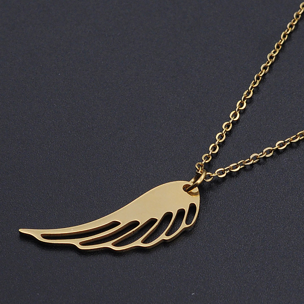 PandaHall 201 Stainless Steel Pendant Necklaces, with Cable Chains and Lobster Claw Clasps, Wing, Golden, 17.7 inch(45cm), 1.5mm 201...
PandaHall 201 Stainless Steel Pendant Necklaces, with Cable Chains and Lobster Claw Clasps, Wing, Golden, 17.7 inch(45cm), 1.5mm 201...