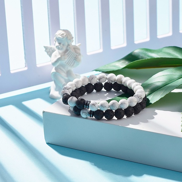 PandaHall 2Pcs 2 Style Natural Lava Rock & Howlite Round Beaded Stretch Bracelets Set with Synthetic Hematite, Oil Diffuser Power Gemstone...
PandaHall 2Pcs 2 Style Natural Lava Rock & Howlite Round Beaded Stretch Bracelets Set with Synthetic Hematite, Oil Diffuser Power Gemstone...