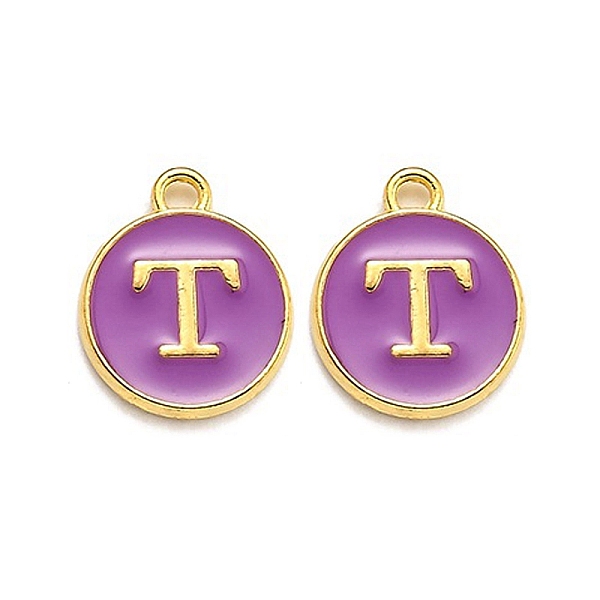 PandaHall Golden Plated Alloy Enamel Charms, Enamelled Sequins, Flat Round with Alphabet, Letter.T, Purple, 14x12x2mm, Hole: 1.5mm...
PandaHall Golden Plated Alloy Enamel Charms, Enamelled Sequins, Flat Round with Alphabet, Letter.T, Purple, 14x12x2mm, Hole: 1.5mm...