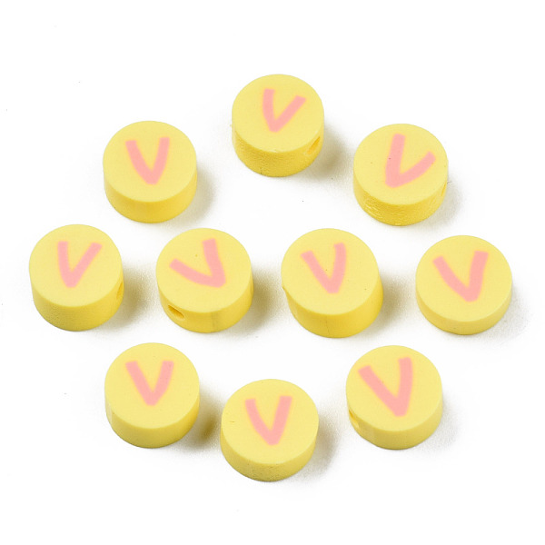 PandaHall Handmade Polymer Clay Beads, Flat Round with Alphabet, Yellow, Letter.V, 9x3.5~5mm, Hole: 1.6mm Polymer Clay Letter V Yellow
PandaHall Handmade Polymer Clay Beads, Flat Round with Alphabet, Yellow, Letter.V, 9x3.5~5mm, Hole: 1.6mm Polymer Clay Letter V Yellow