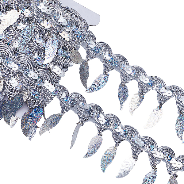 PandaHall Polyester Braid Sequin Trimming, Leaf Tassel Trim, for Curtain Decoration Costume, Silver, 25~52x2mm Polyester Leaf Silver
PandaHall Polyester Braid Sequin Trimming, Leaf Tassel Trim, for Curtain Decoration Costume, Silver, 25~52x2mm Polyester Leaf Silver