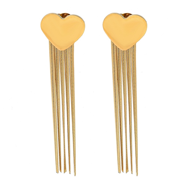 PandaHall Vacuum Plating Golden 304 Stainless Steel Dangle Stud Earrings, Chains Tassel Earrings, Heart, 58.5x14mm 304 Stainless Steel Heart
PandaHall Vacuum Plating Golden 304 Stainless Steel Dangle Stud Earrings, Chains Tassel Earrings, Heart, 58.5x14mm 304 Stainless Steel Heart