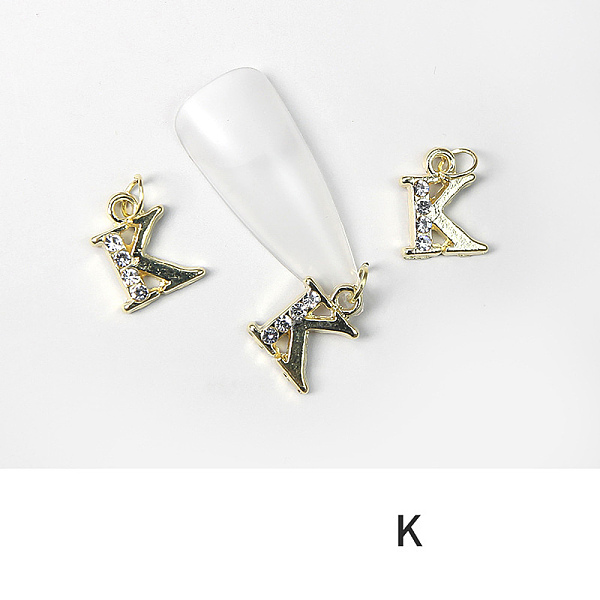 PandaHall Alloy Rhinestone Cabochons, Nail Art Decoration Accessories, with Jump Ring, Letter, Golden, Letter.K, 11~14x5~12mm..., Clear
PandaHall Alloy Rhinestone Cabochons, Nail Art Decoration Accessories, with Jump Ring, Letter, Golden, Letter.K, 11~14x5~12mm..., Clear