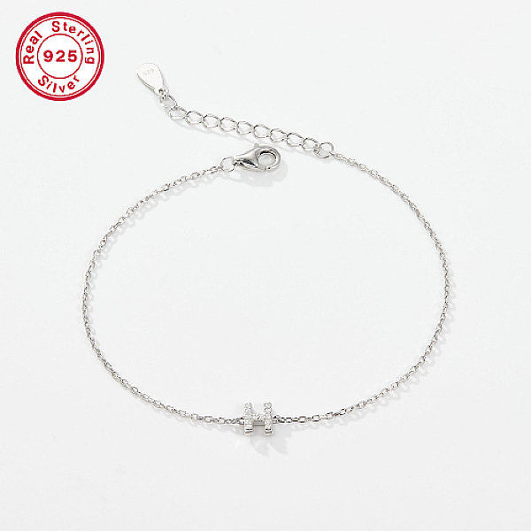 PandaHall Rhodium Plated 925 Sterling Silver Letter Cubic Zirconia Link Bracelets, Cable Chains Bracelets for Women, Letter H, 6-1/4 inch..., Clear
PandaHall Rhodium Plated 925 Sterling Silver Letter Cubic Zirconia Link Bracelets, Cable Chains Bracelets for Women, Letter H, 6-1/4 inch..., Clear